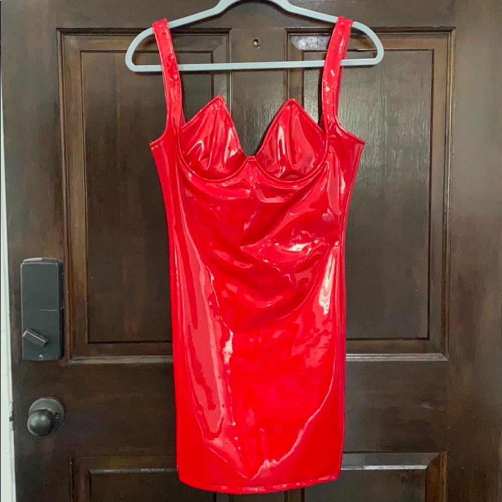 Red Vinyl Mini Dress
